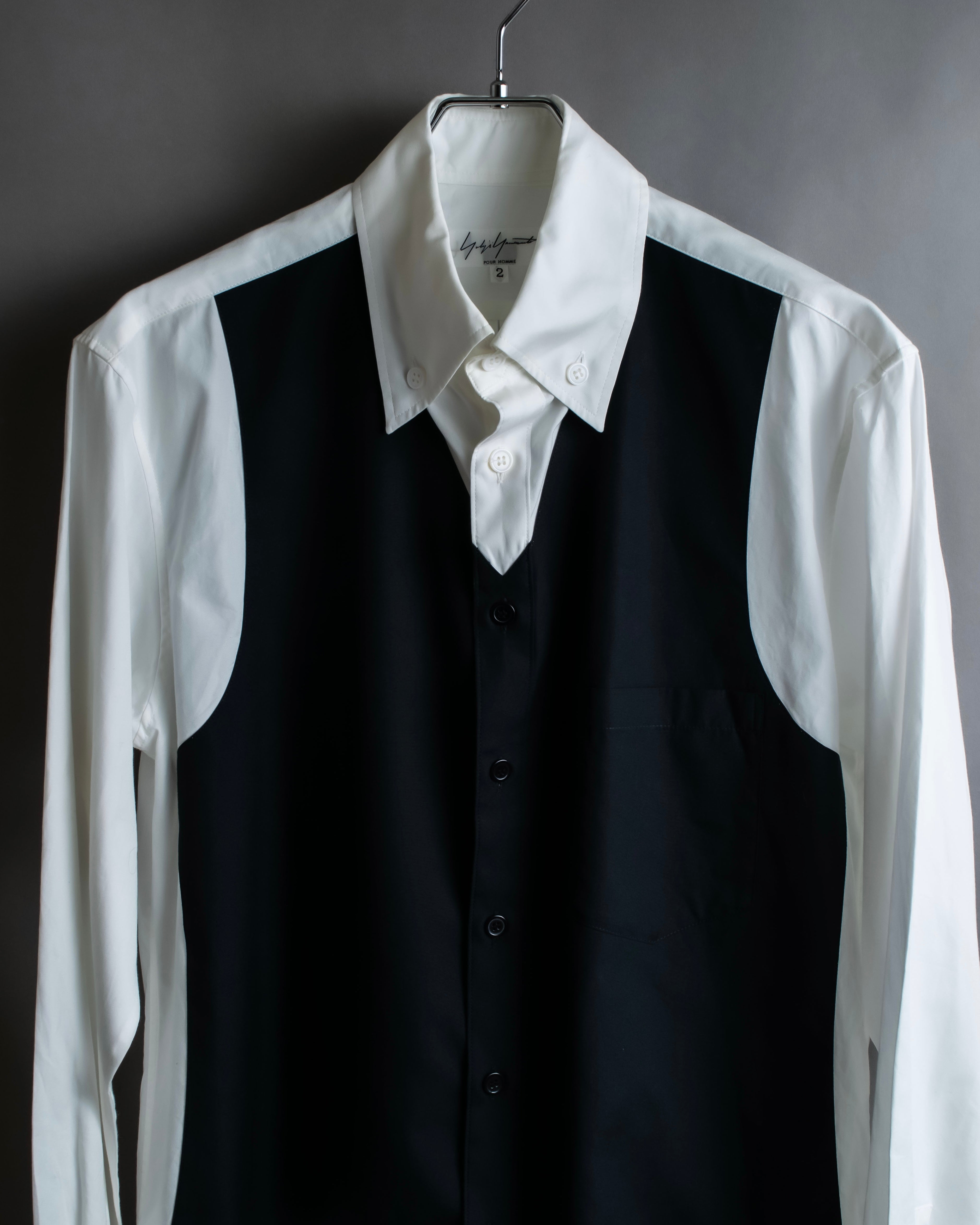 "Yohji Yamamoto POUR HOMME"
13AW Tuxedo vest fake layered design shirt