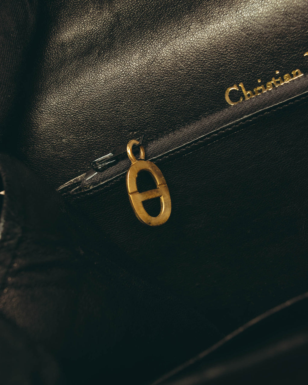 "Christian Dior" 70's-80's Ostrich textured leather handbag