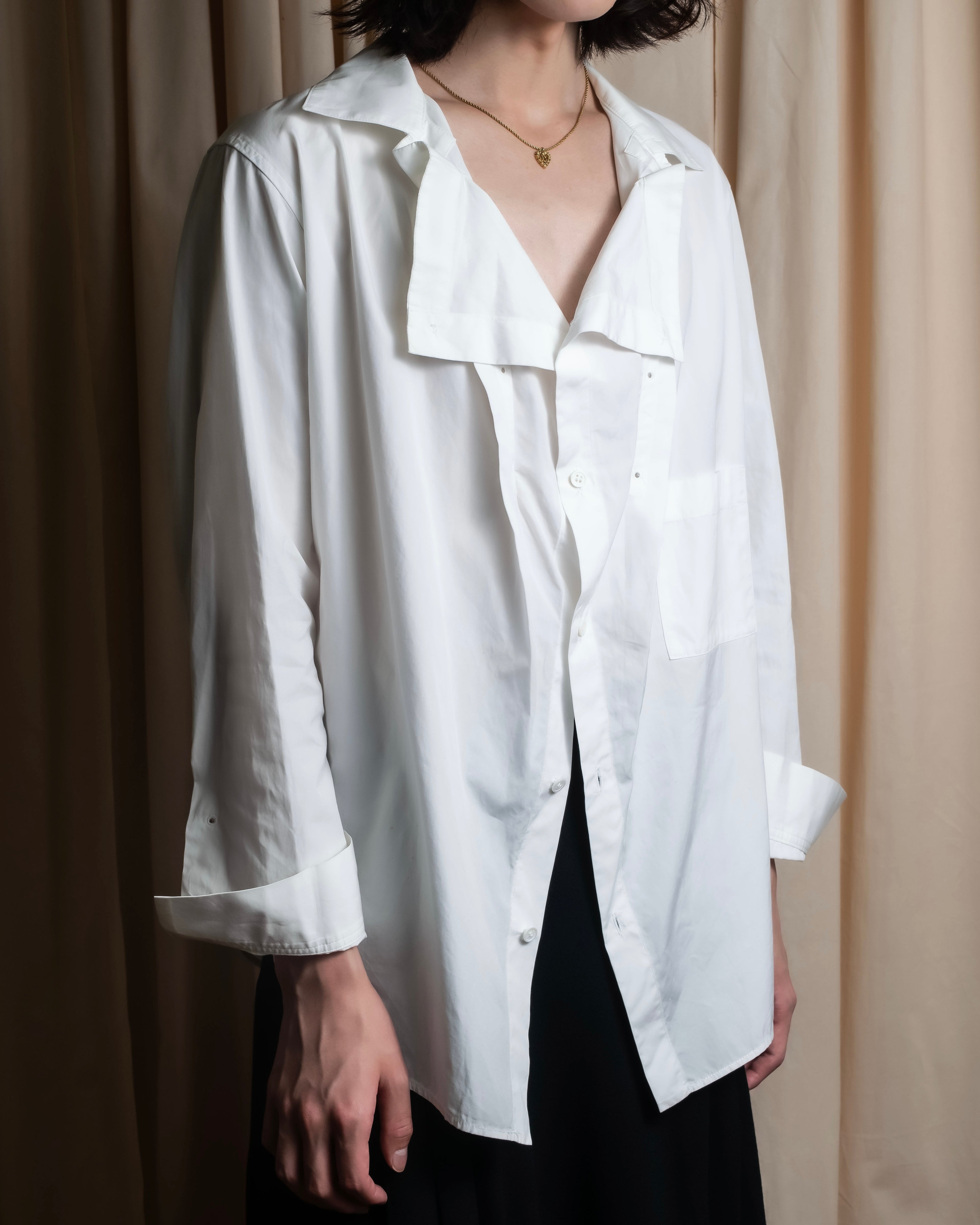 "YOHJI YAMAMOTO" 12SS Folded front panel cotton shirt