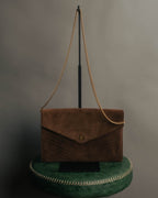 “LOEWE” 80’s-90’s Suede anagram chain shoulder bag