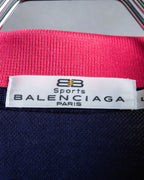 "Balenciaga Sports" Pink & yellow collar long sleeve polo shirt