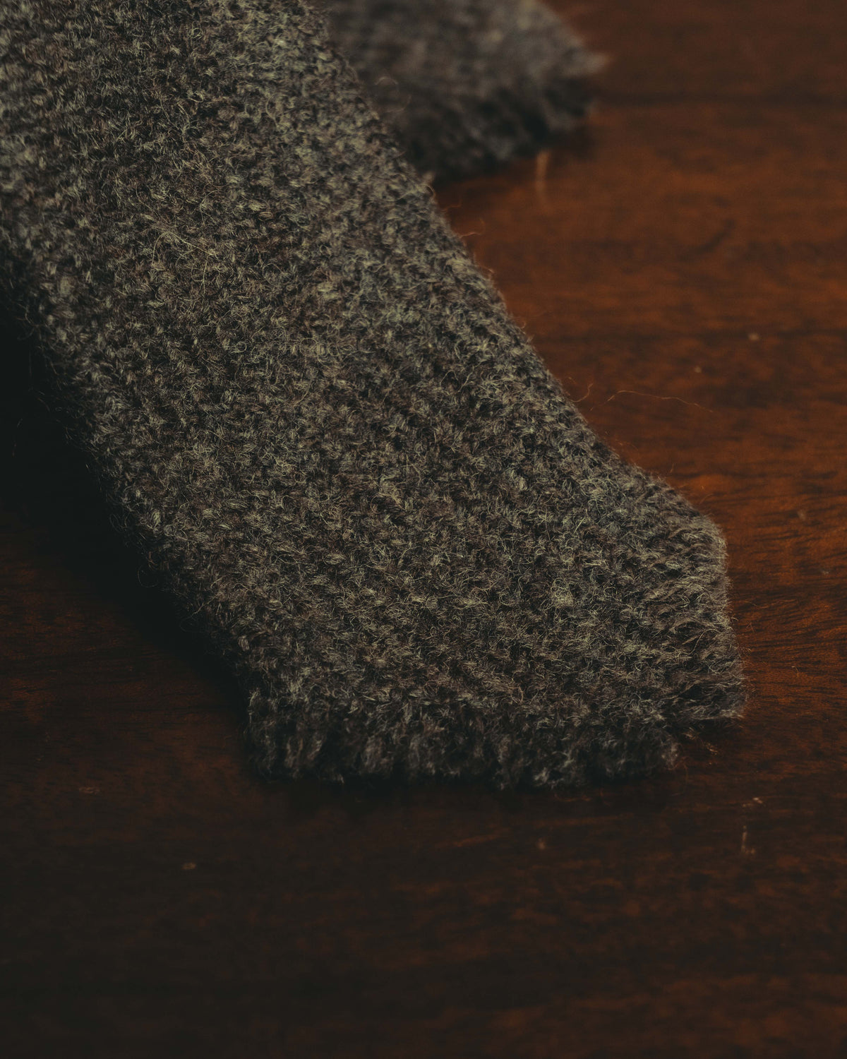 -SPECIAL- "Yves Saint Laurent" 90's-00's Charcoal grey wool textured knit tie