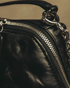 –SPECIAL– “Maison Margiela” 2024-25 Glam slam embroidered trapezoid leather bag