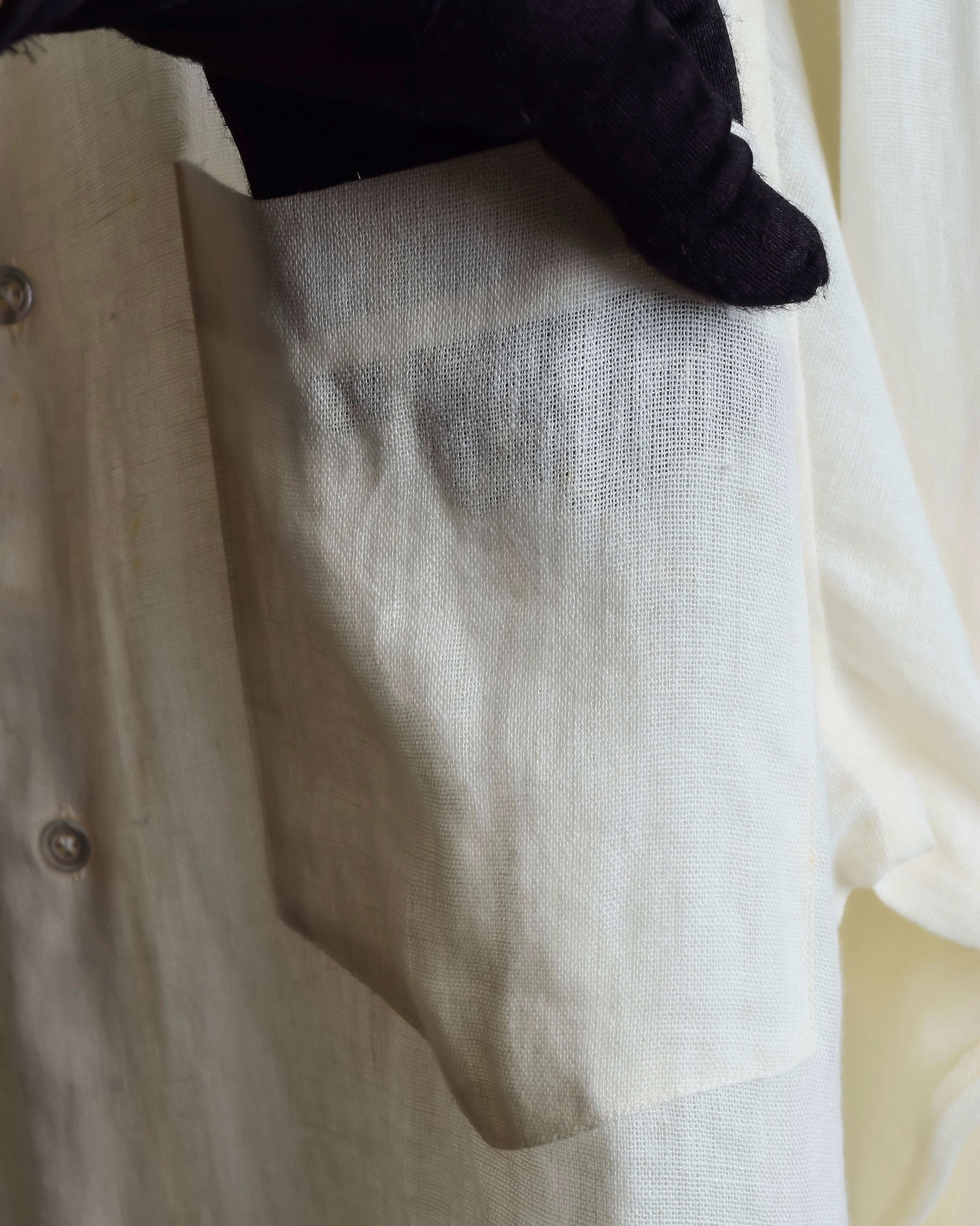 "HERMES" Detachable collar linen shirt