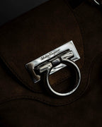 "Salvatore Ferragamo" Gathered form Gancini motif design suede hand bag