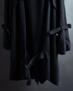 "TORUICHOU" Muffler-style collar military detail coat