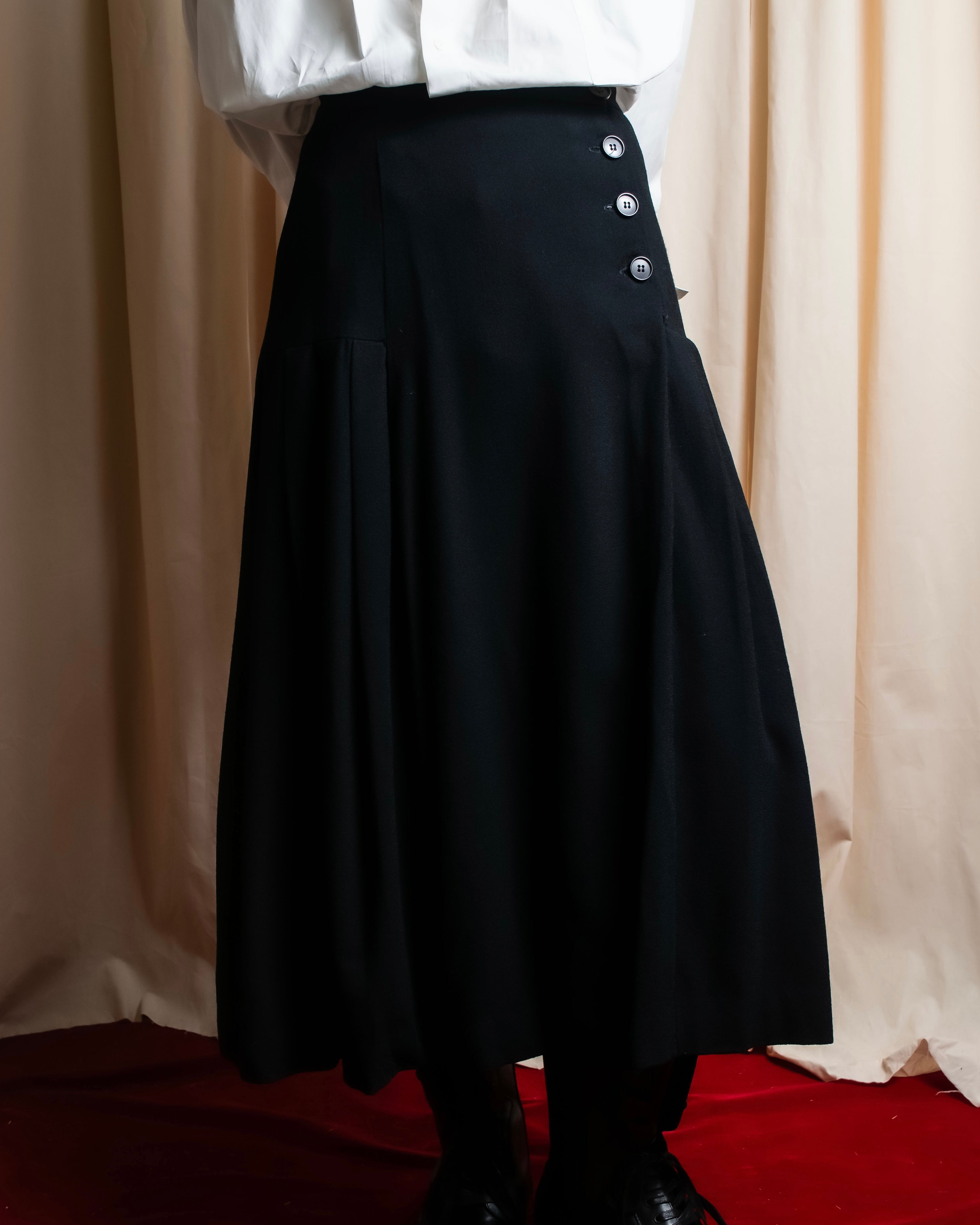 "Christian Dior" Wool draped pleated flared skirt