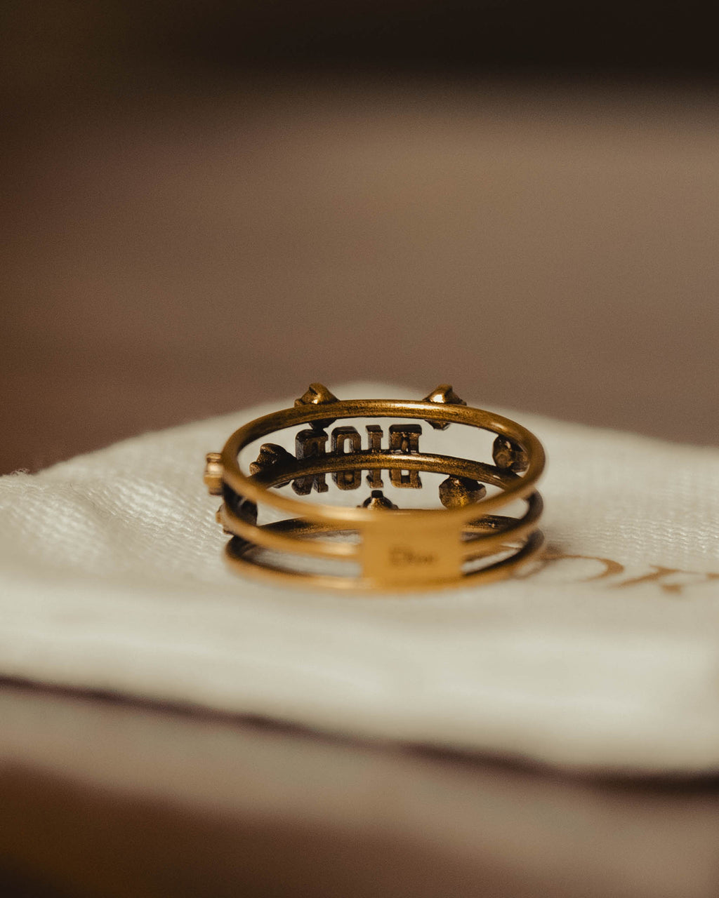 “Christian Dior” 00’s Crystal embellished Dior logo multi band ring