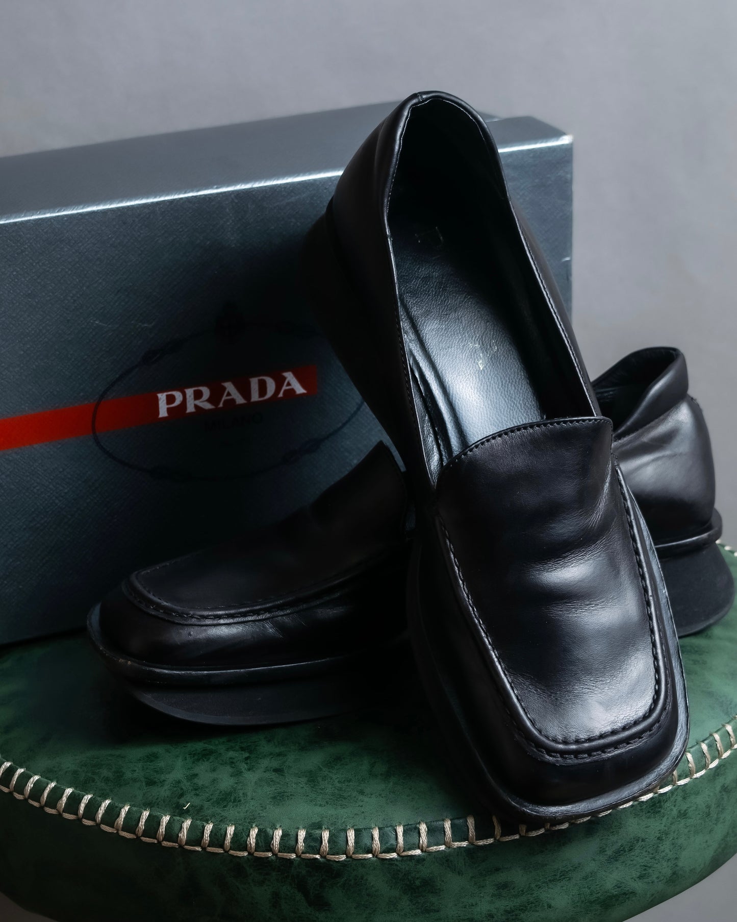 "PRADA" Chunky sole thick sole square toe loafers