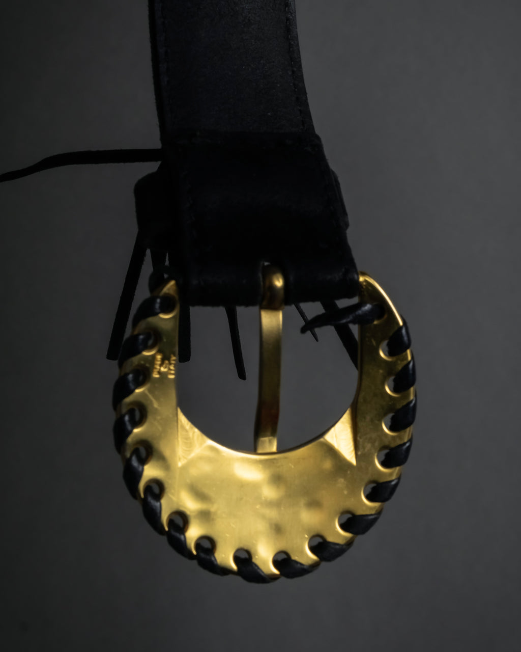 "Salvatore Ferragamo" Signature sculptural buckle suede leather belt