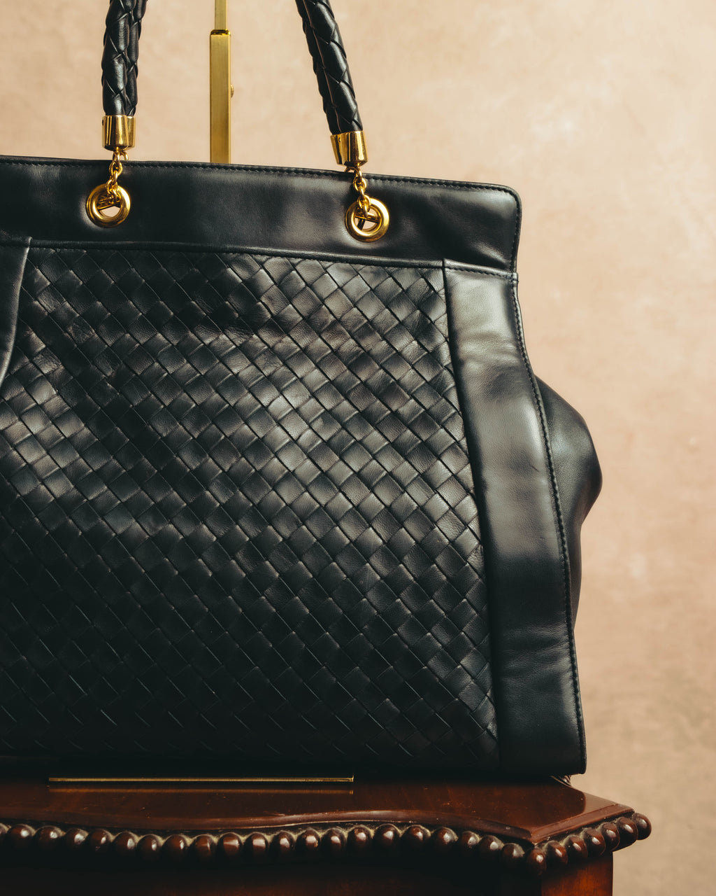 -SPECIAL- “Bottega Veneta” 00’s intrecciato braided handle oversized leather tote bag