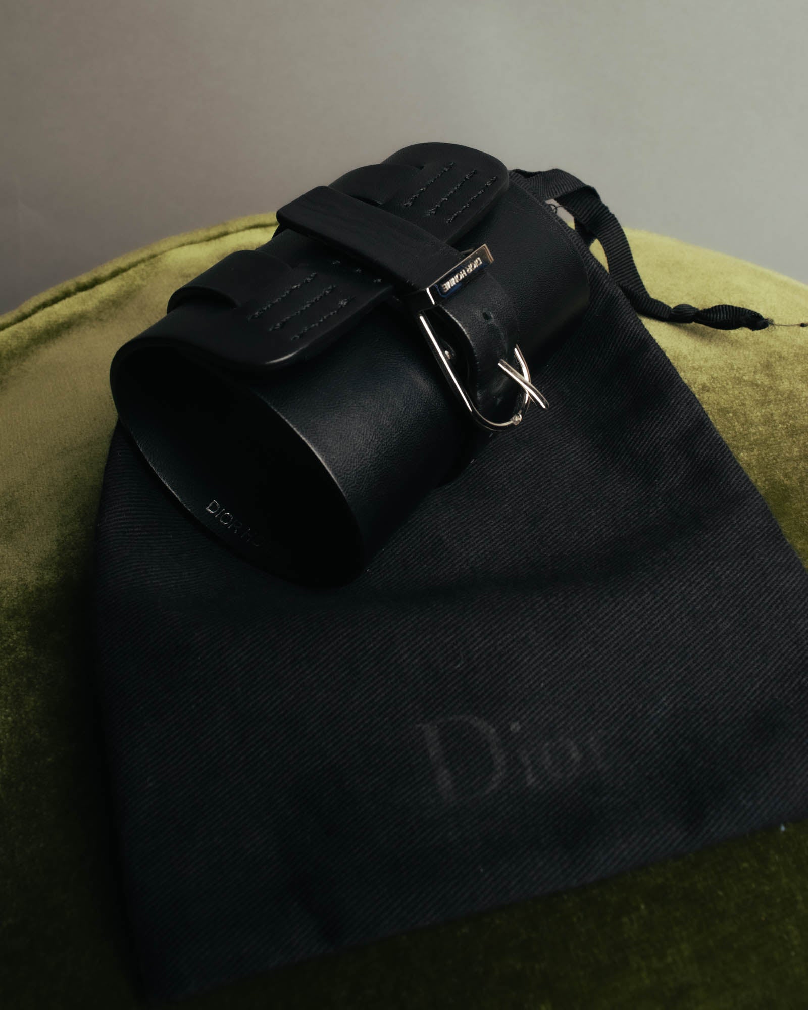 "DIOR HOMME" 00's-10's Black leather wrist cuff