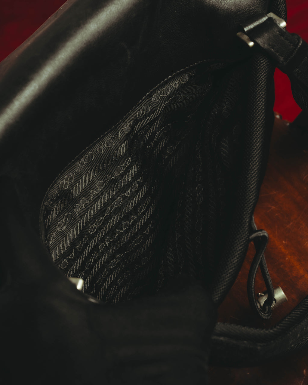 “PRADA” 90’s-00’s Nylon and leather flap messenger bag