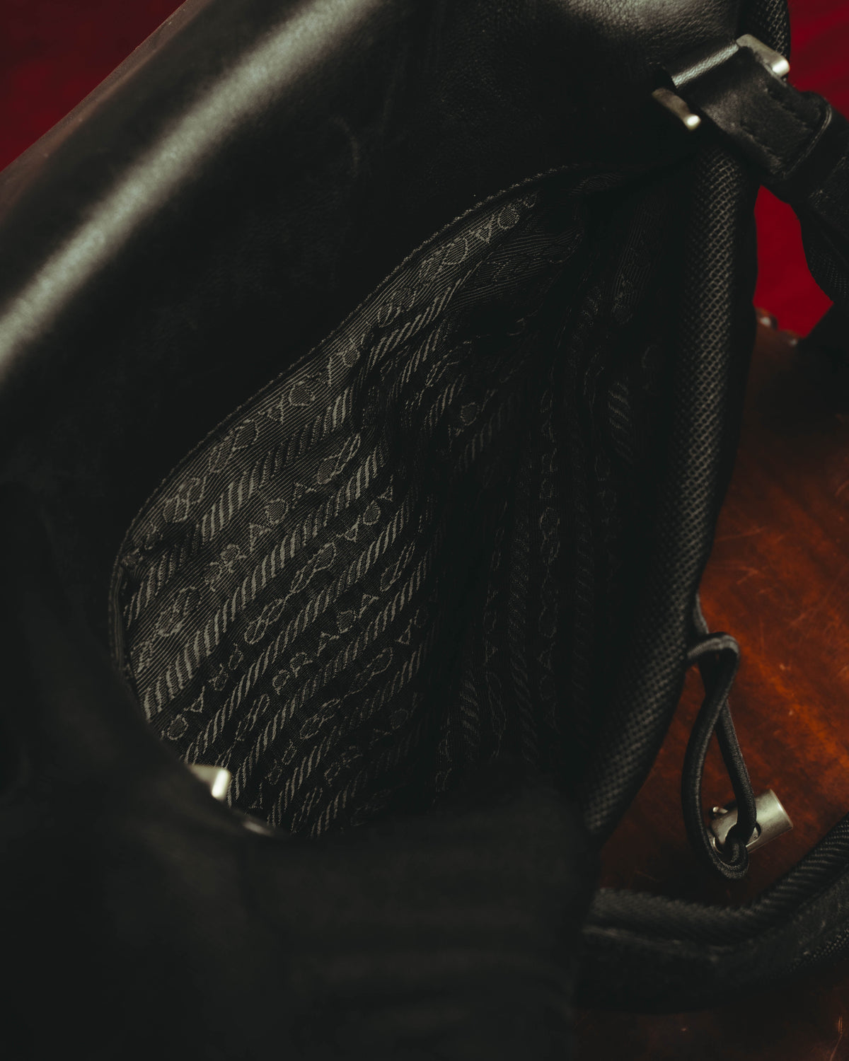 “PRADA” 90’s-00’s Nylon and leather flap messenger bag