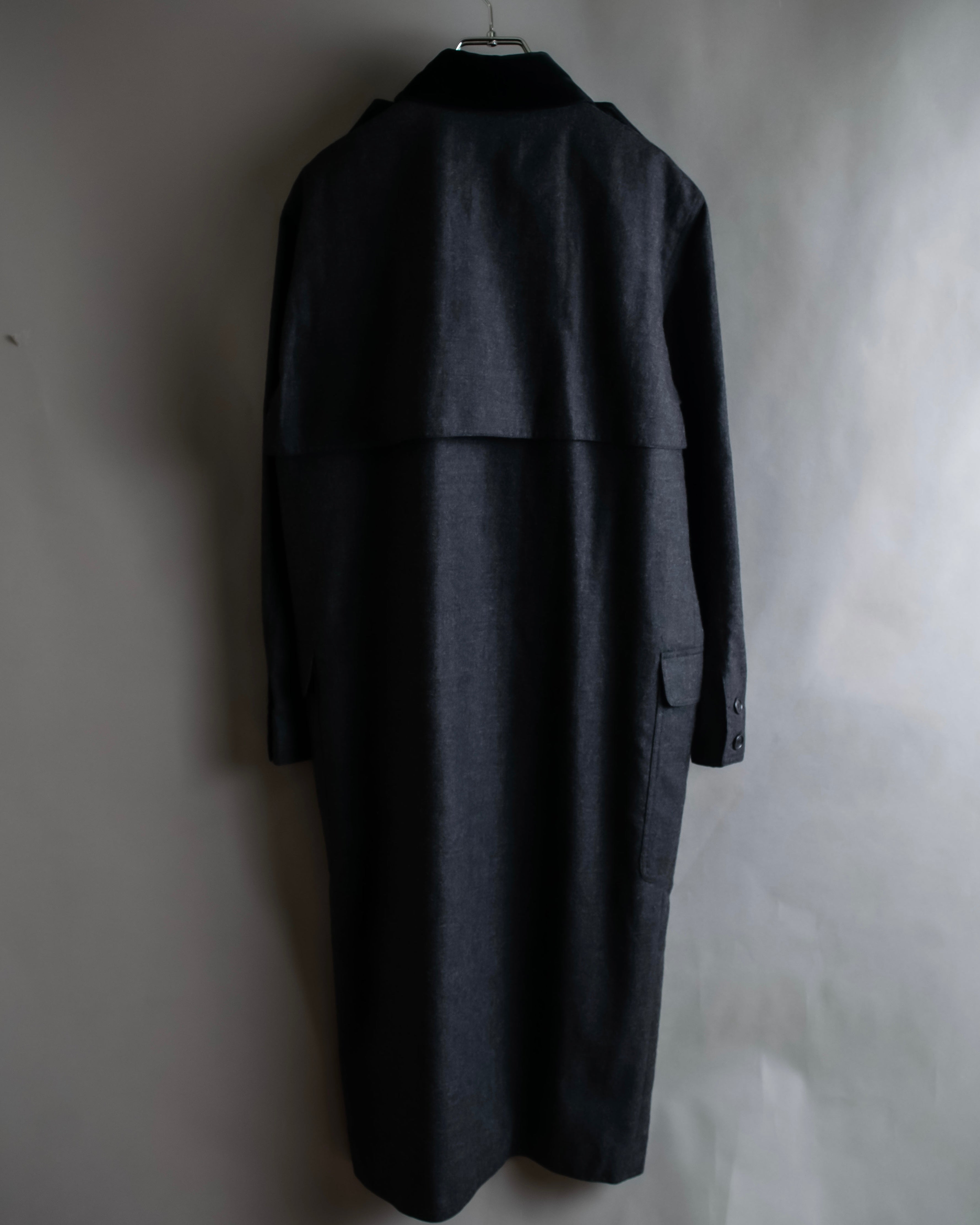 "GUCCI" 70's velvet collar design long coat