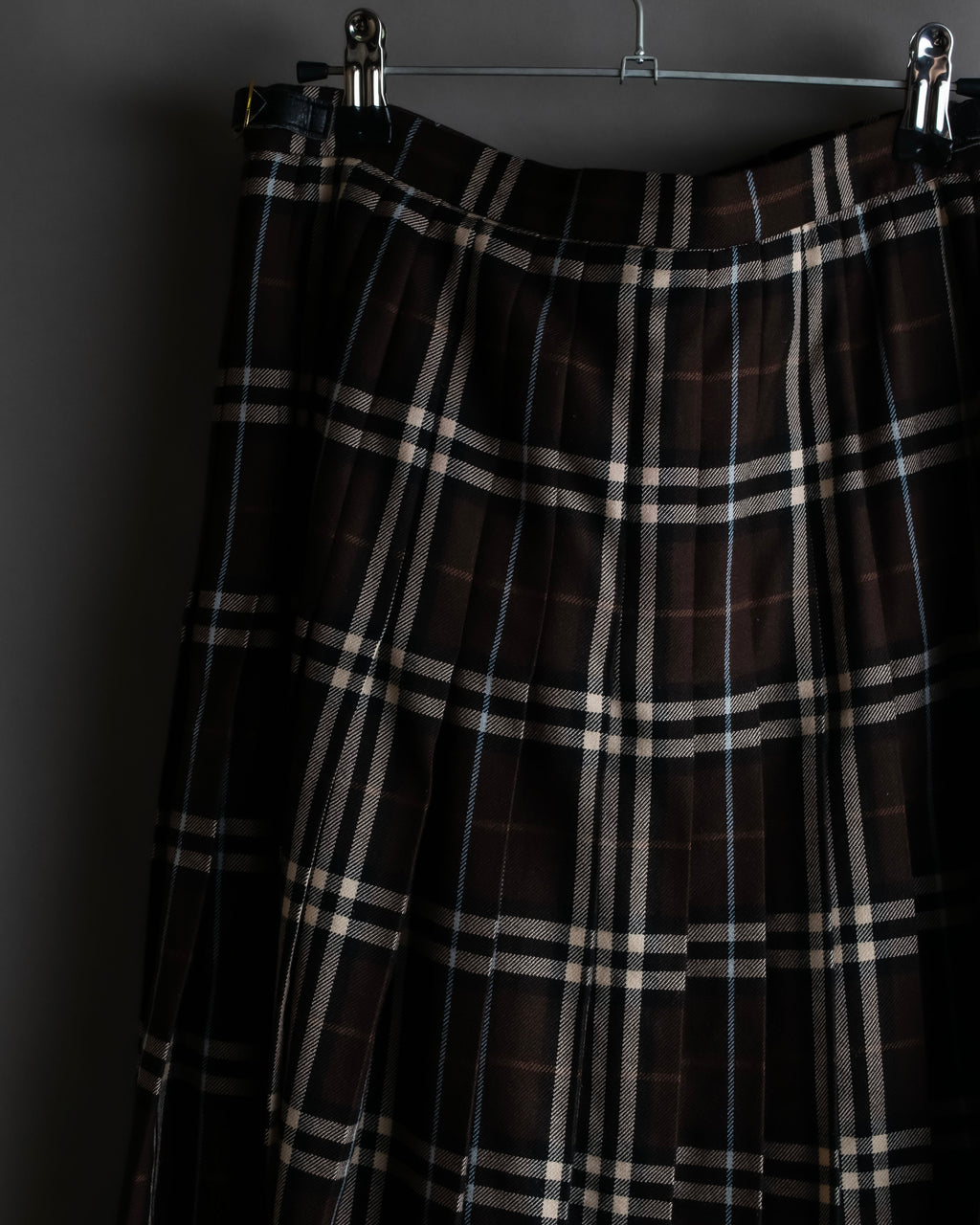 "BURBERRY" Brown tartan check pleated wrap skirt