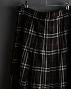 "BURBERRY" Brown tartan check pleated wrap skirt