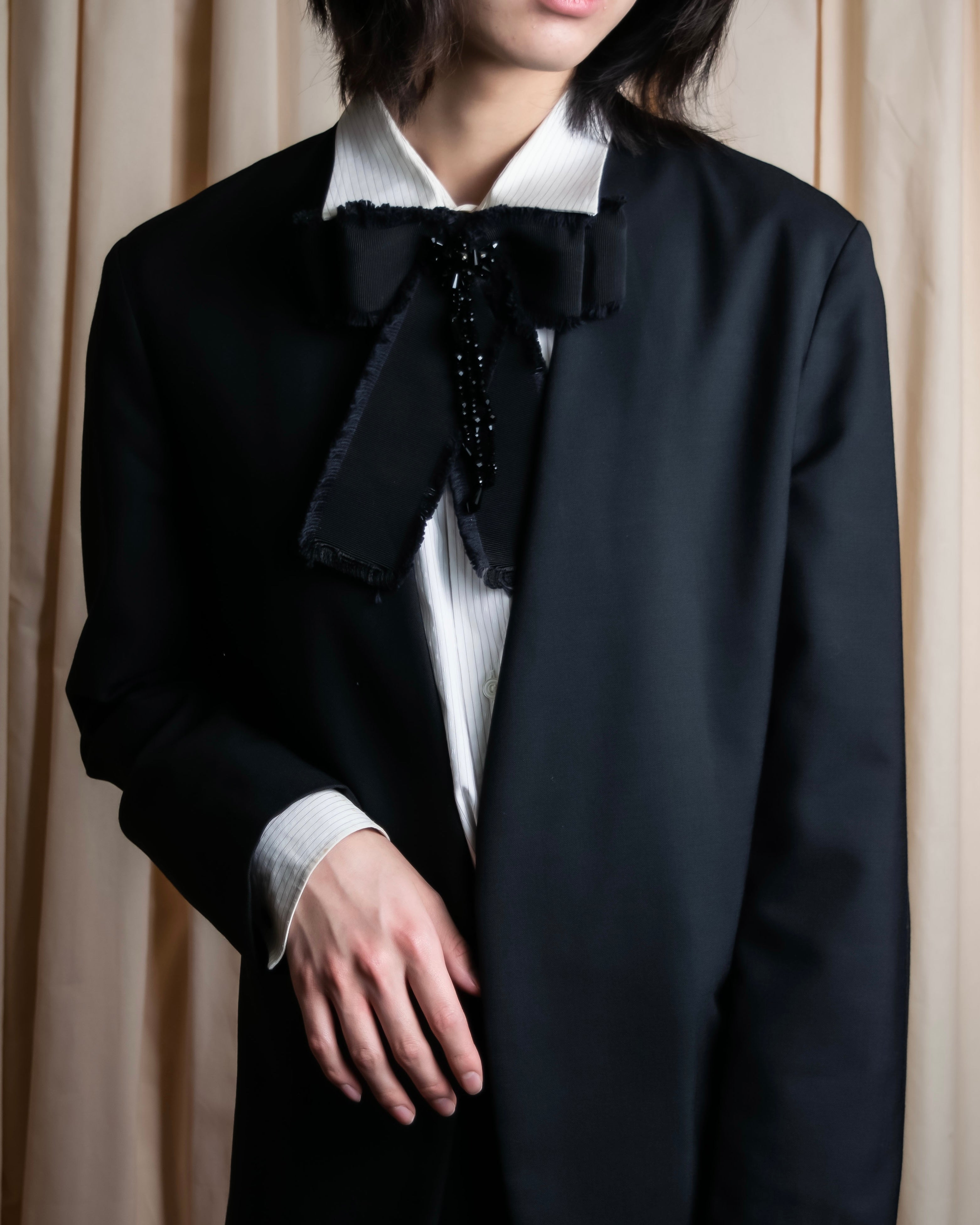"MAISON MARGIELA" 20AW No-collar design wool tailored jacket