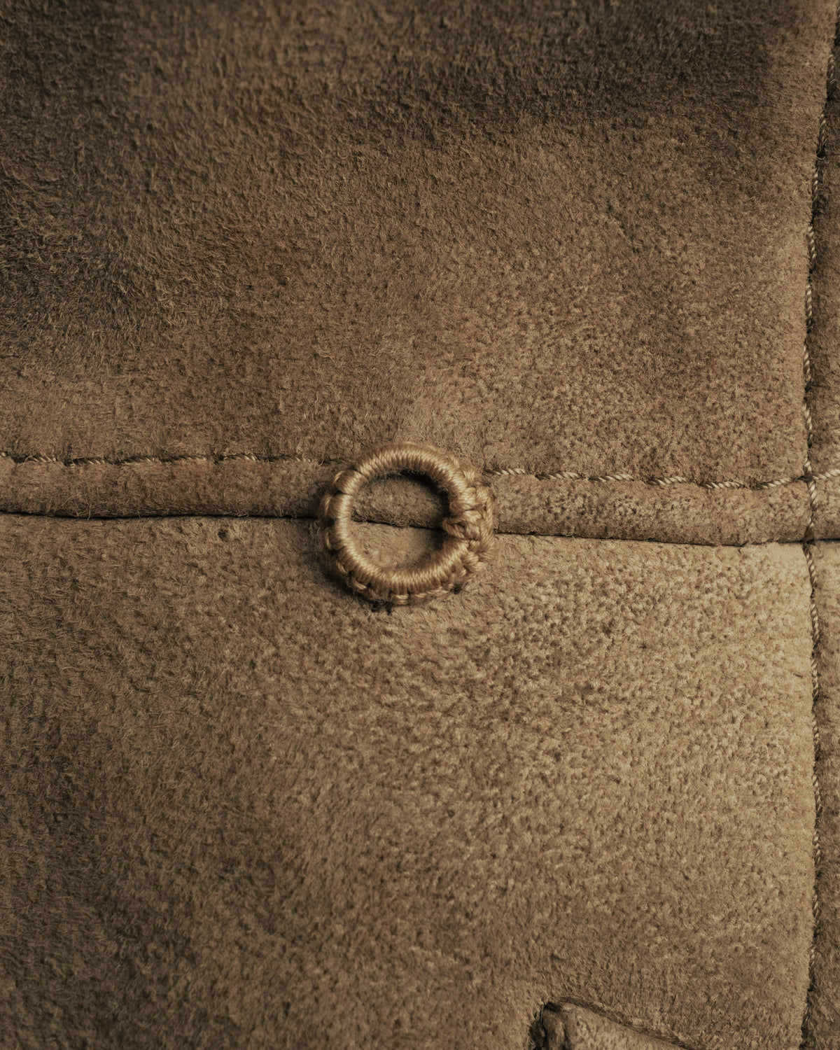 “LOEWE” 70’s-early 90’s Suede shearling belted long coat