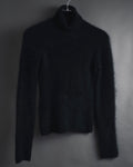 "I WISH" Angora-blend fuzzy turtleneck knit