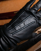 "GUCCI" Gold metal button design long leather gloves