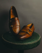 “Berwick 1707” 2010’s Patina aniline leather double monk shoes