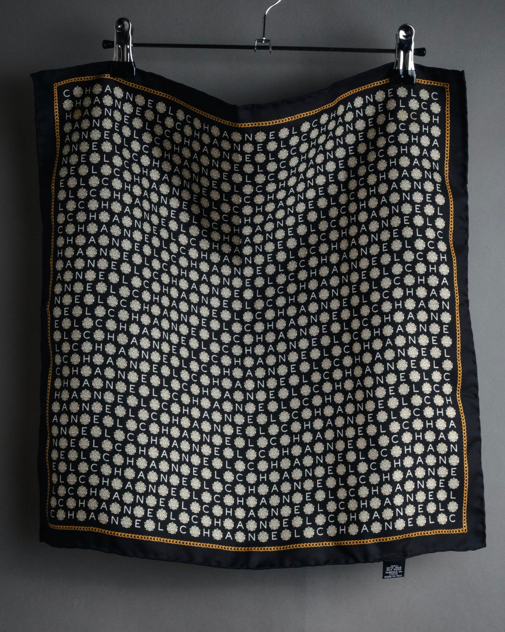 “CHANEL” 90’s-00’s Camellia logo silk scarf