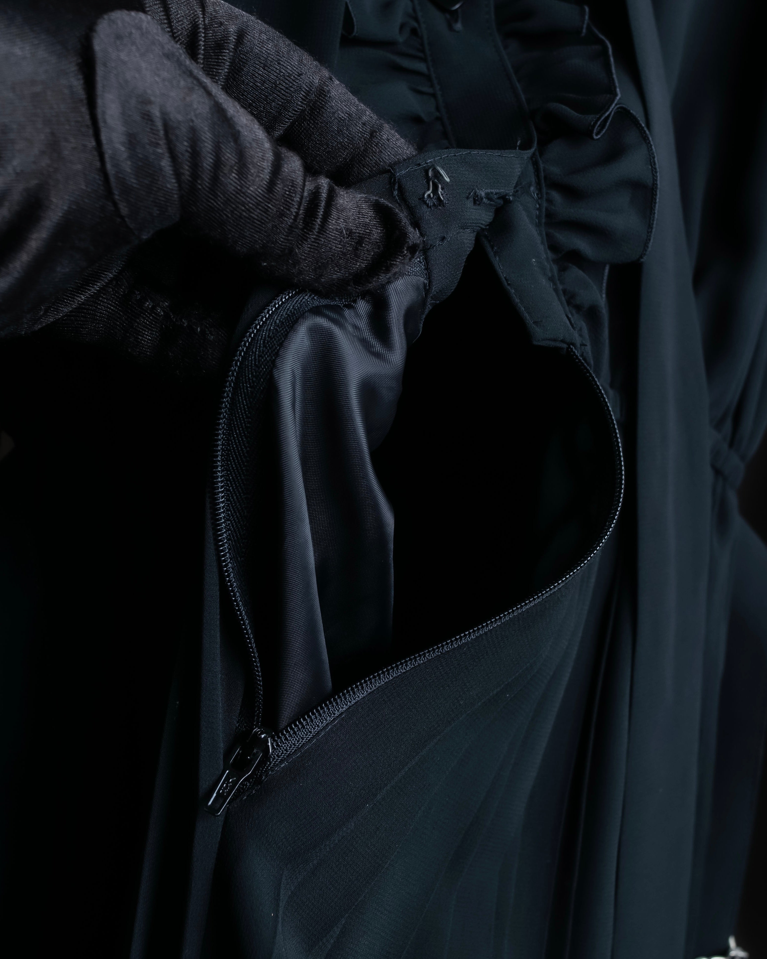 "SOANA" Bowtie belted design long black dress