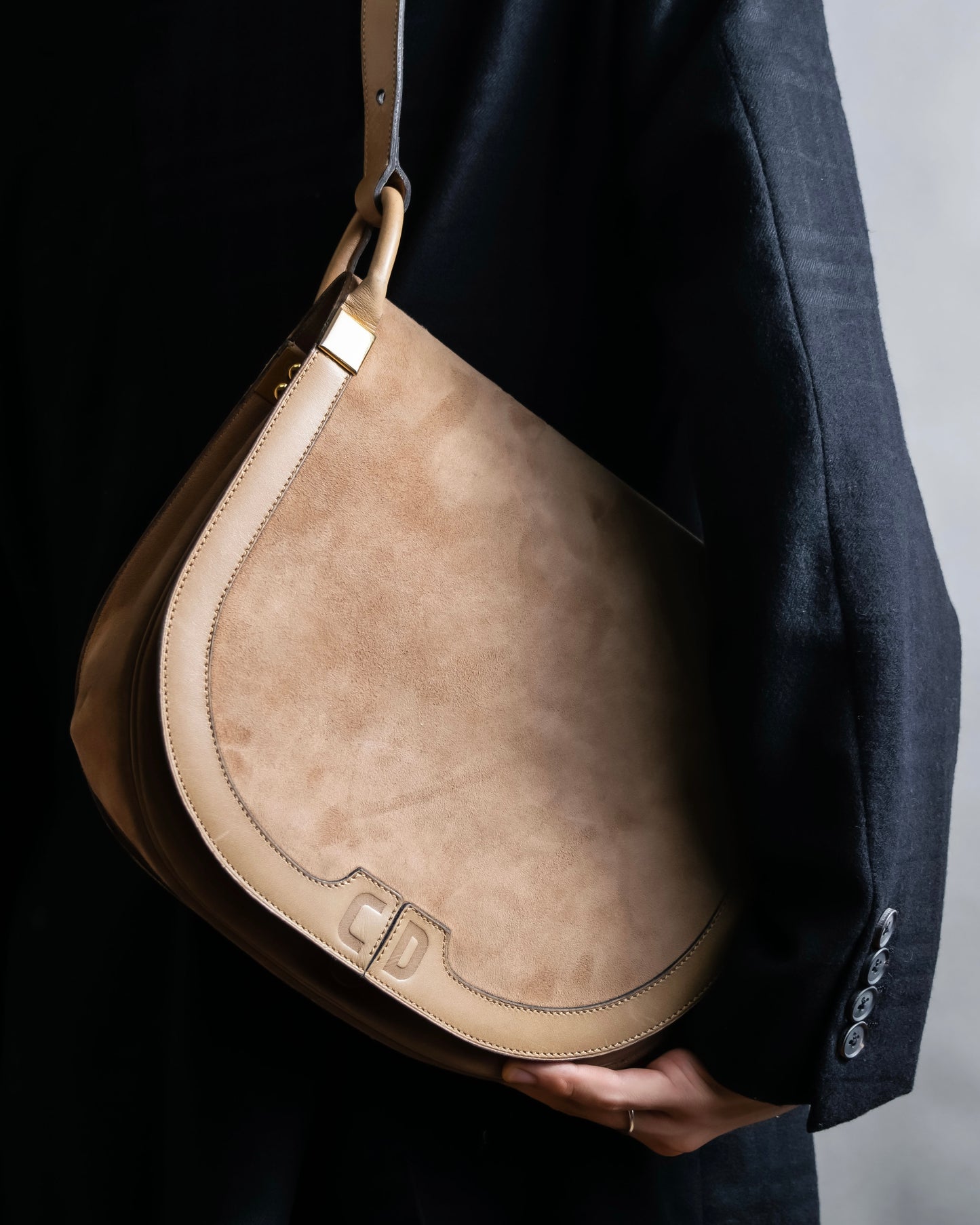 "Christian Dior" Suede material one handle shoulder bag