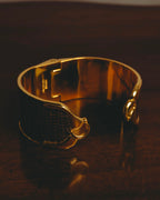 “GUCCI” 90’s-00’s Lizard-embossed leather horsebit cuff bracelet