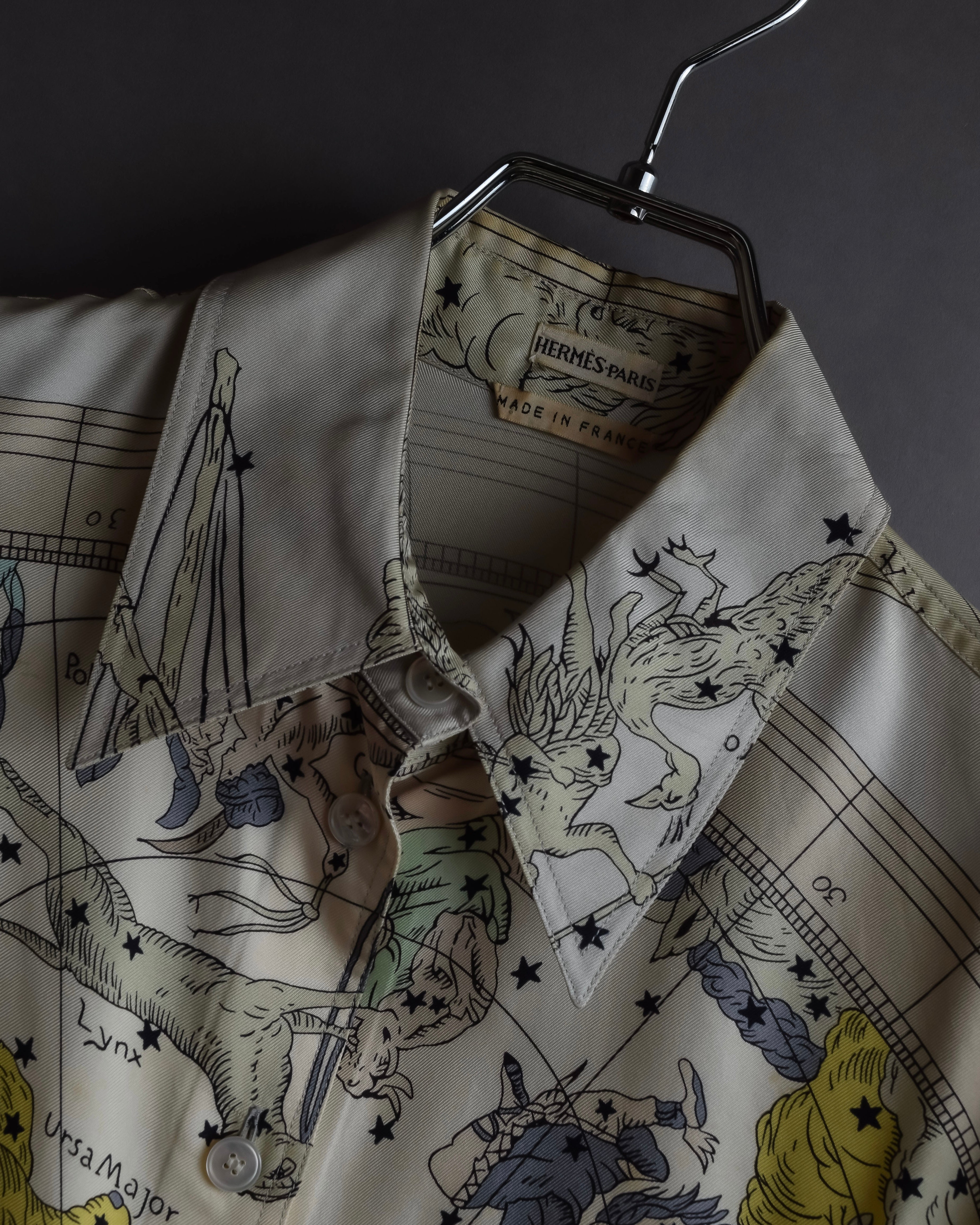 "HERMES" Margiela period Les Étoiles, Stars silk shirt