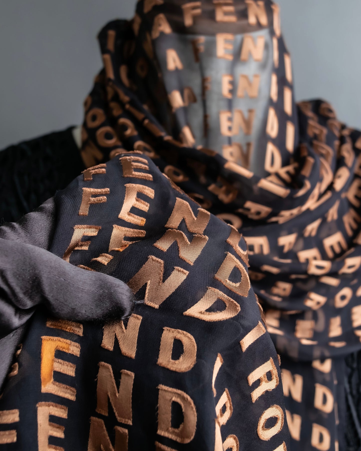 “FENDI” Silk blended logo scarf