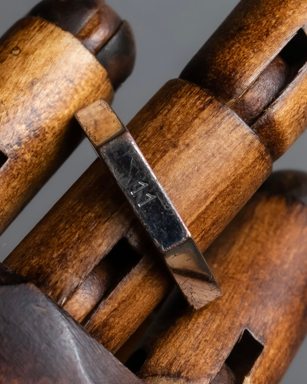 "MAISON MARGIELA" Numbered logo engraved hexagonal silver ring