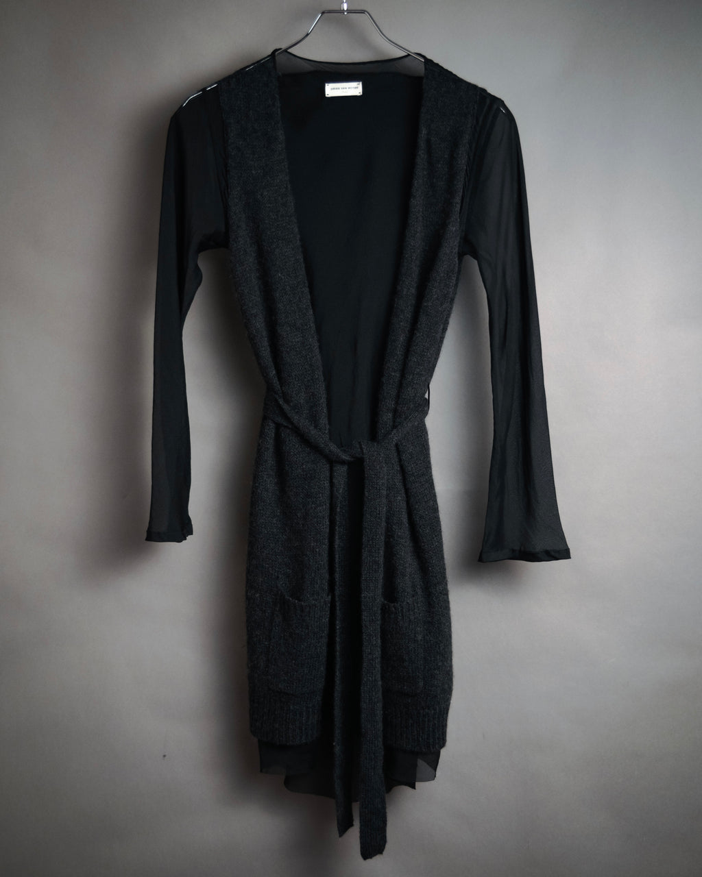 “DRIES VAN NOTEN” 90’s–Early 00’s Cashmere and silk layered belted cardigan