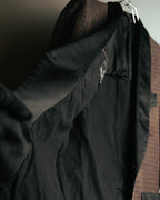 -SPECIAL- "Maison Martin Margiela" 00's Check shawl collar smoking jacket with satin contrast