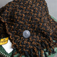 "FENDI" Boucle yarn material leather button design muffler