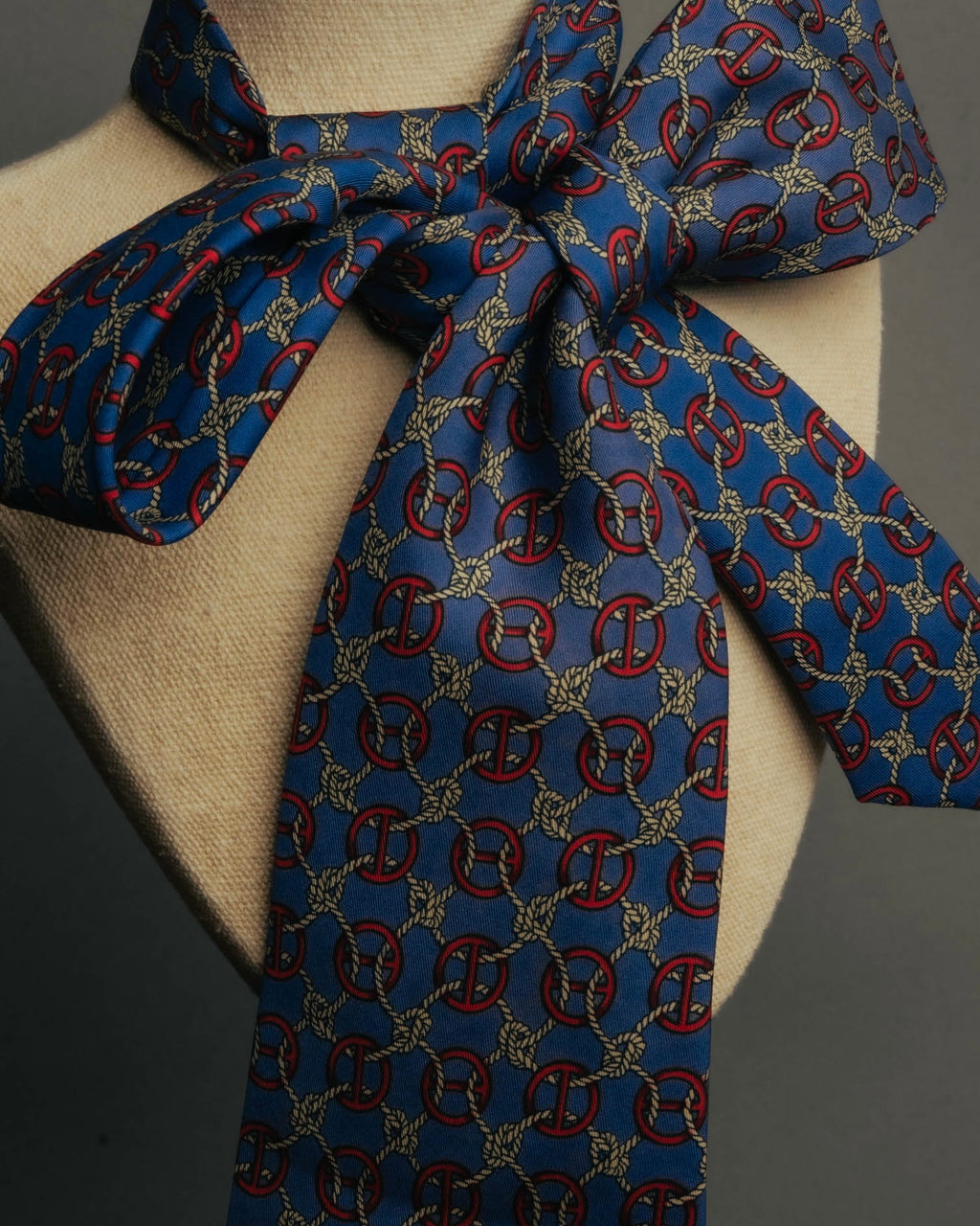 “HERMÈS” 90’s Rope and H motif silk tie