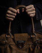 "Salvatore Ferragamo" Gathered form Gancini motif design suede hand bag