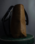 "YVES SAINT LAURENT" Hand-stitched design hair calf leather tote bag