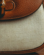 -SPECIAL- “GUCCI” 90’s-00’s Bamboo handle canvas panel top handle bag