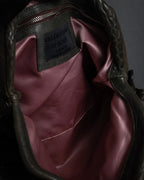 "FALORNI" Braided leather dome boston bag