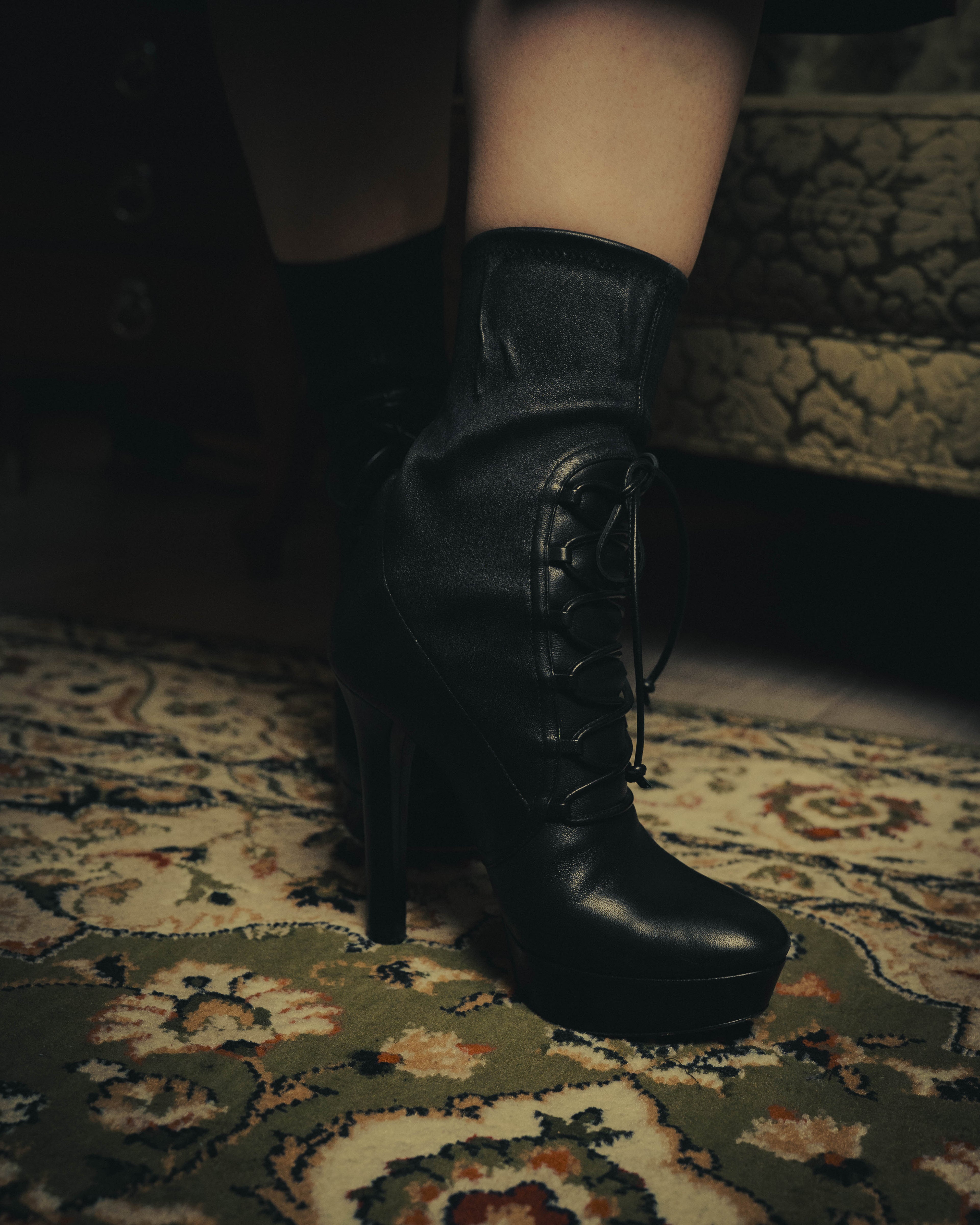–SPECIAL– "Miu Miu" 00's–10's Sculptural platform lace up ankle boots