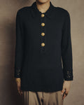 -SPECIAL- “Yves Saint Laurent” 90’s crochet collar pearl button knit pullover