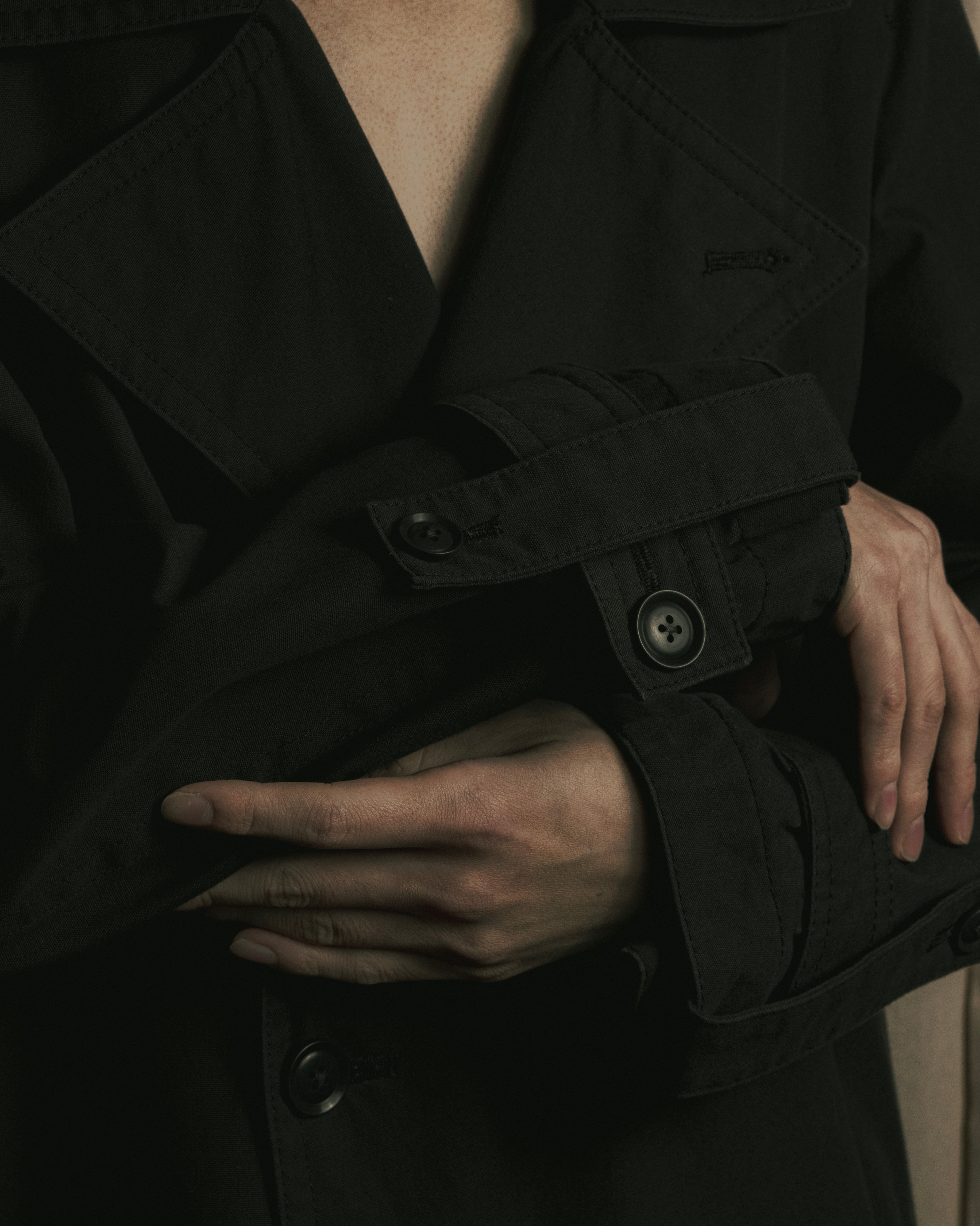 "Ground Y" 19AW Draping design cotton gabardine trench coat