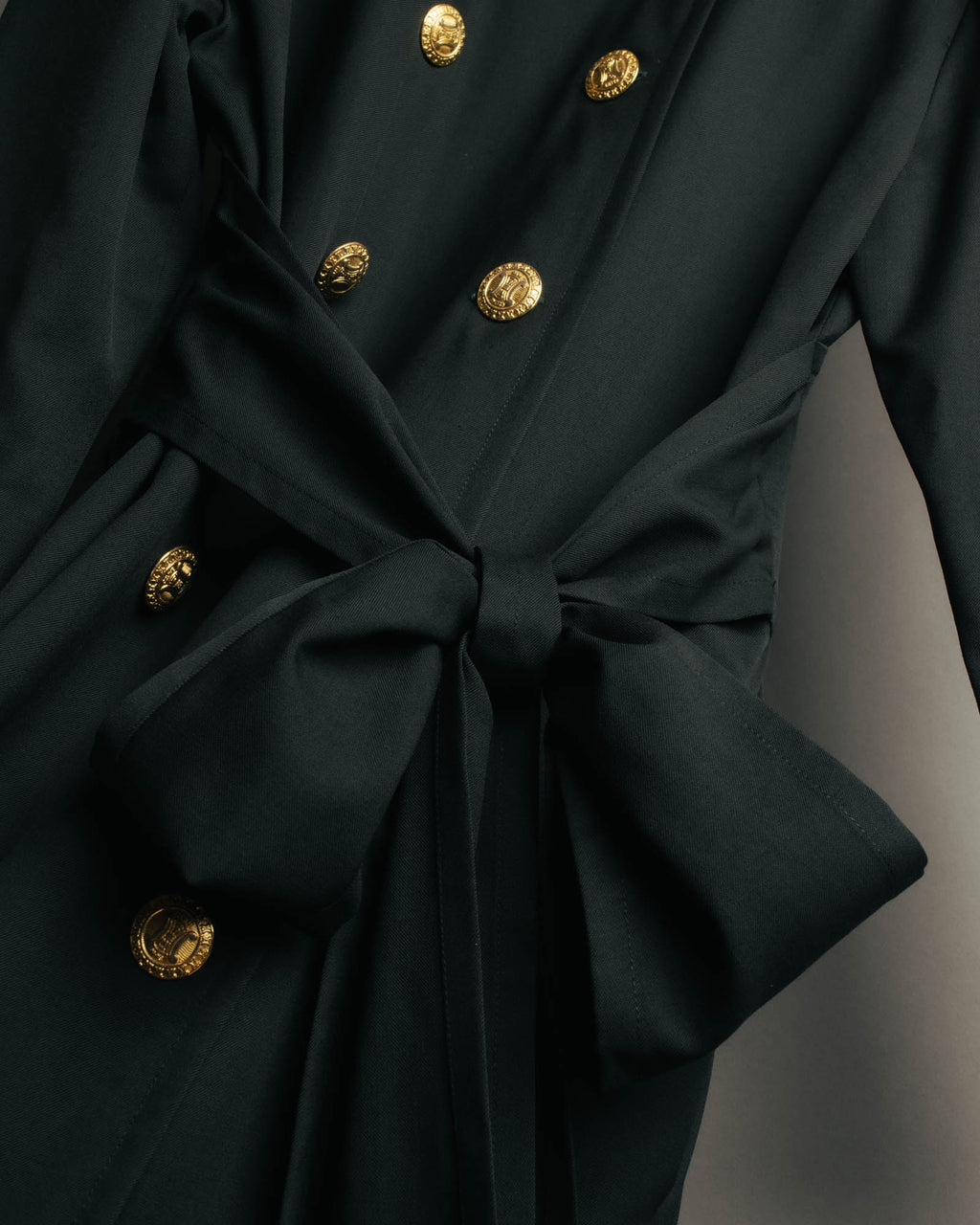 –SPECIAL– "CELINE" 80's Elegant belted double breasted long coat