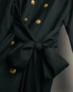 –SPECIAL– "CELINE" 80's Elegant belted double breasted long coat