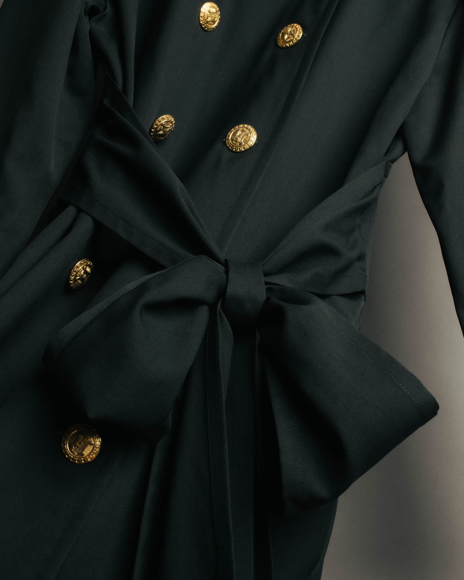 –SPECIAL– "CELINE" 80's Elegant belted double breasted long coat
