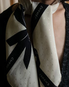 "CHANEL" Logo engraved ribbon motif design large scarf