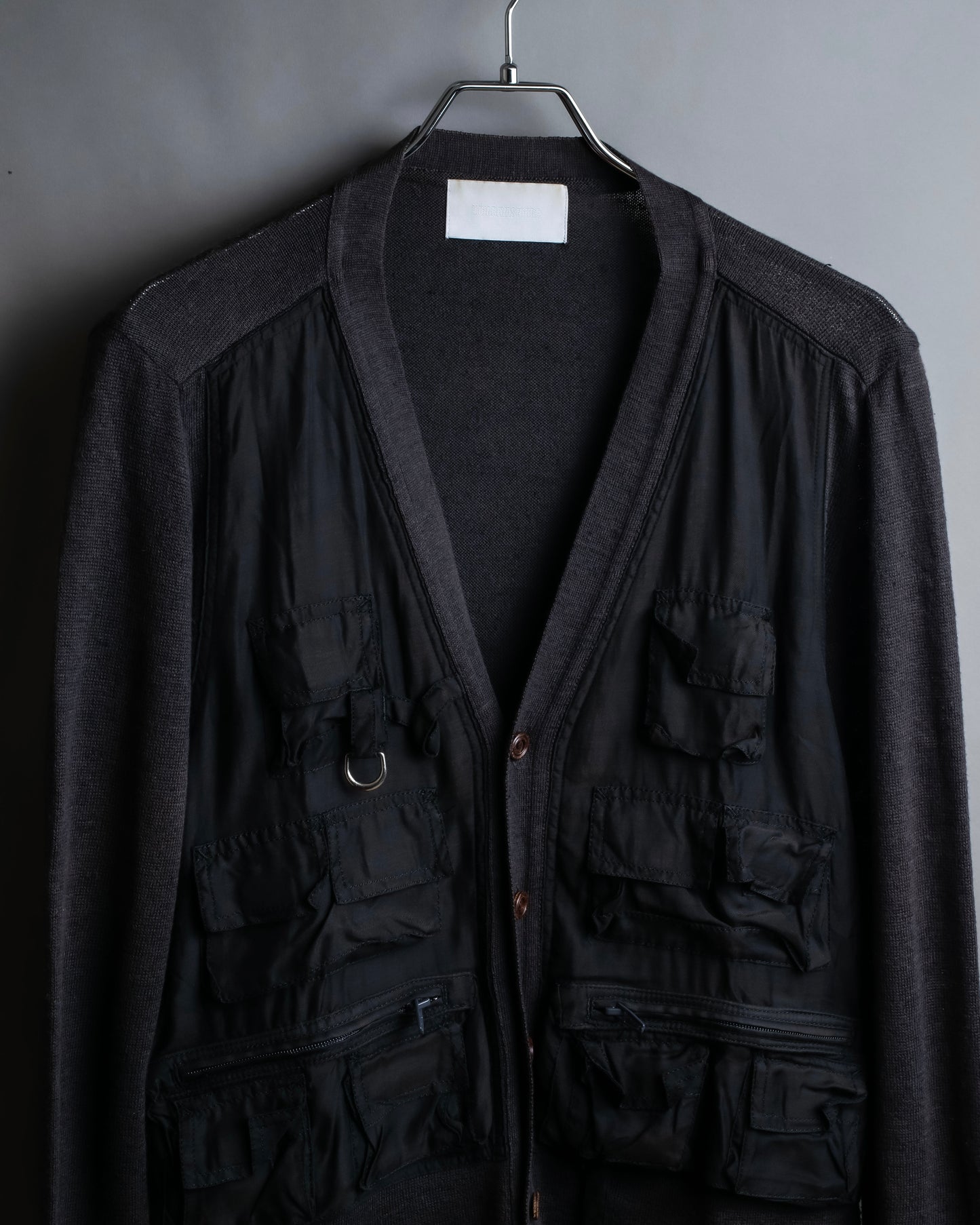 "MIHARA YASUHIRO" Military vest docking design V-neck cardigan