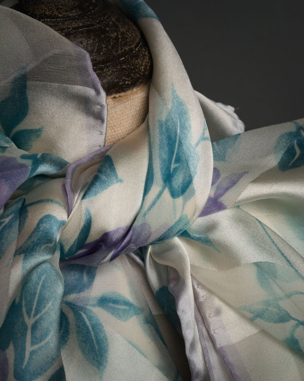 “Yves Saint Laurent” 80’s-90’s Sheer stripe floral silk scarf